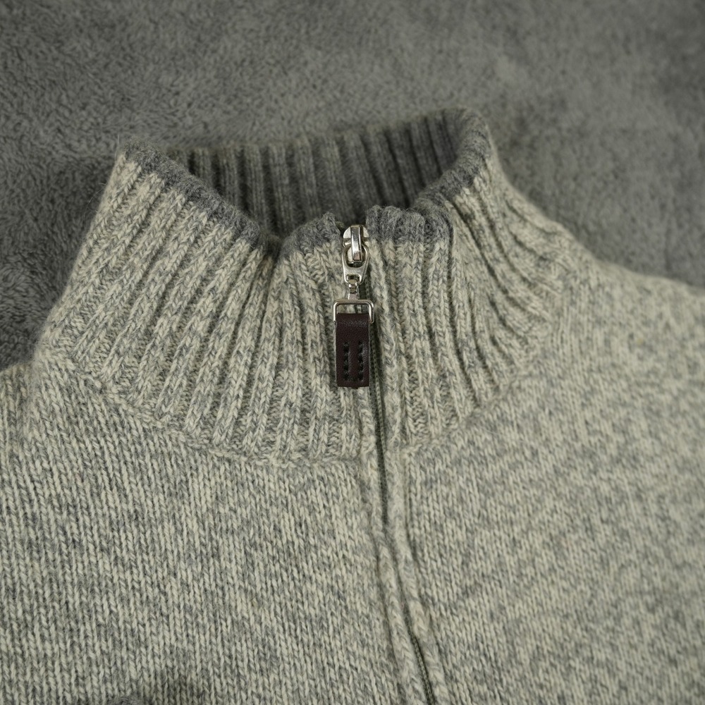 Daniele Blasi Sweater Mens L Wool Blend Quarter Zip Grey Striped Made in Italy - Picture 3 of 9